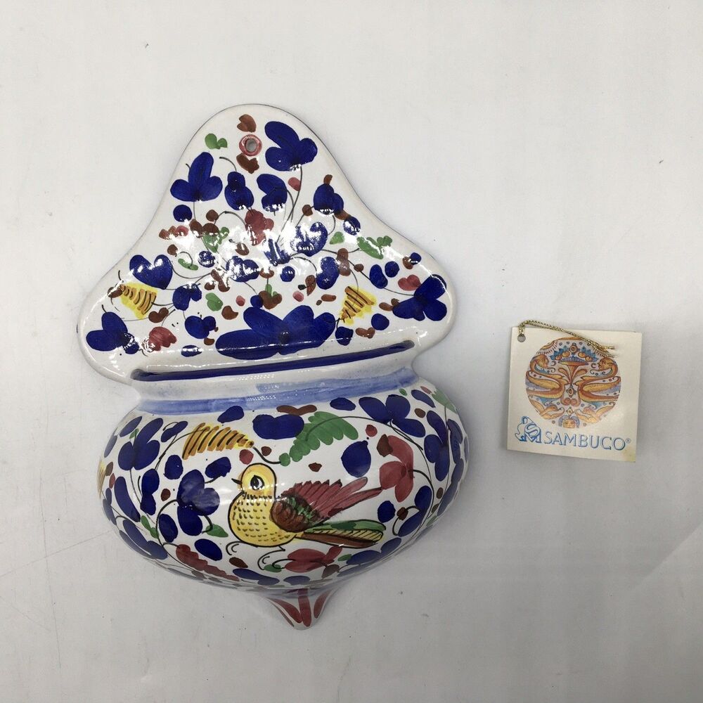 Ceramiche D'arte Sambuco Mario & Co. Handmade Wall Pocket Italy Italian Vintage